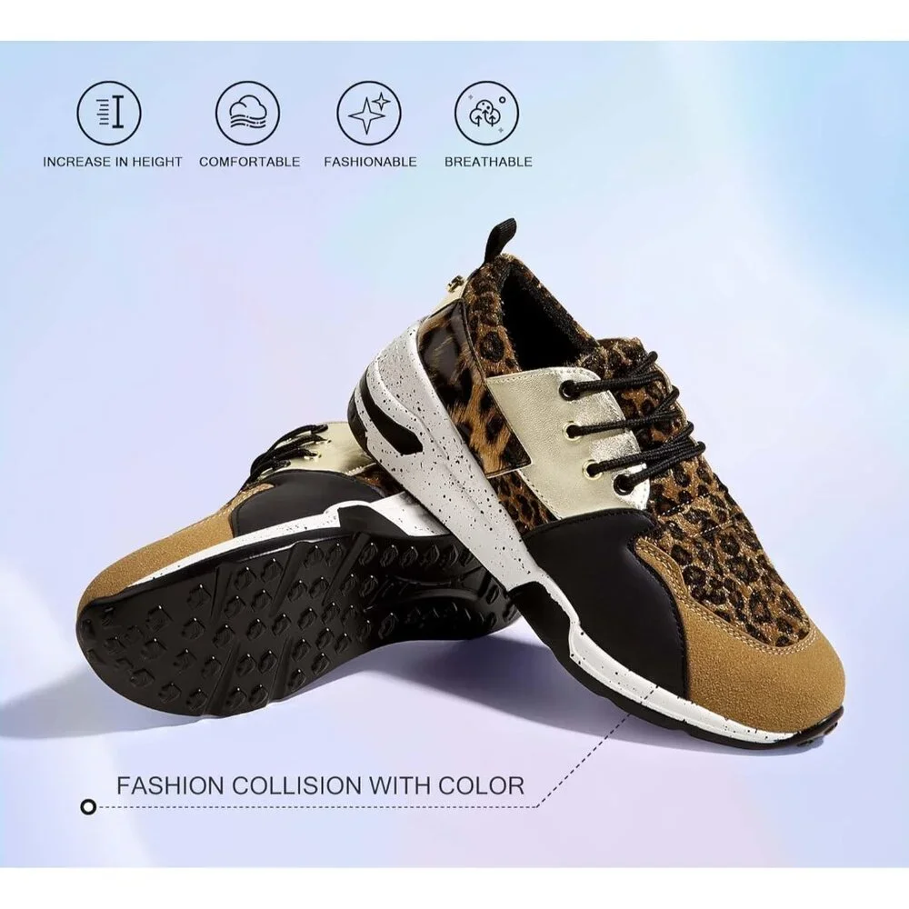 Lucky Step Women's Brown High Heel Wedge Sneaker Fashion Cliff Platform Lace Up - Picture 3 of 9